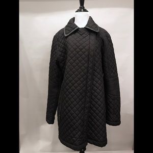 DKNY Black Quilted Coat Sz XL